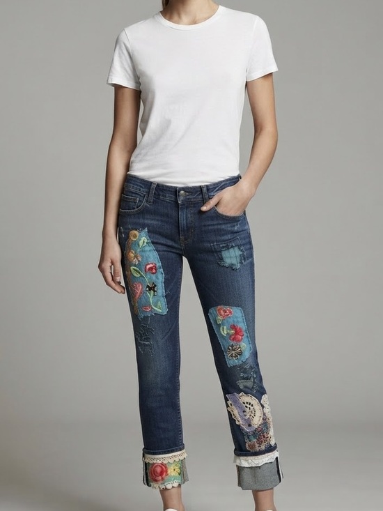 Hand Crafted Denim - Denim Capri Cuffed Pants Size 10